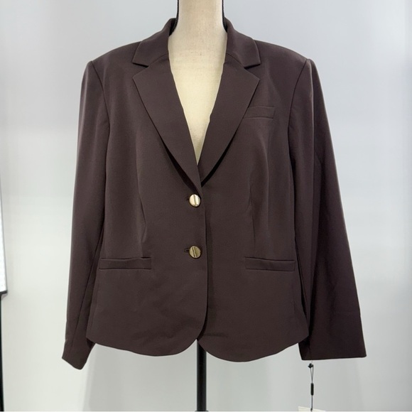 Calvin Klein Woman Plus 20W Brown “Otter” Stretch Blazer Jacket - Picture 2 of 12
